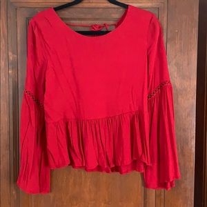 Red Caren Forbes Flowy Top Size Medium
